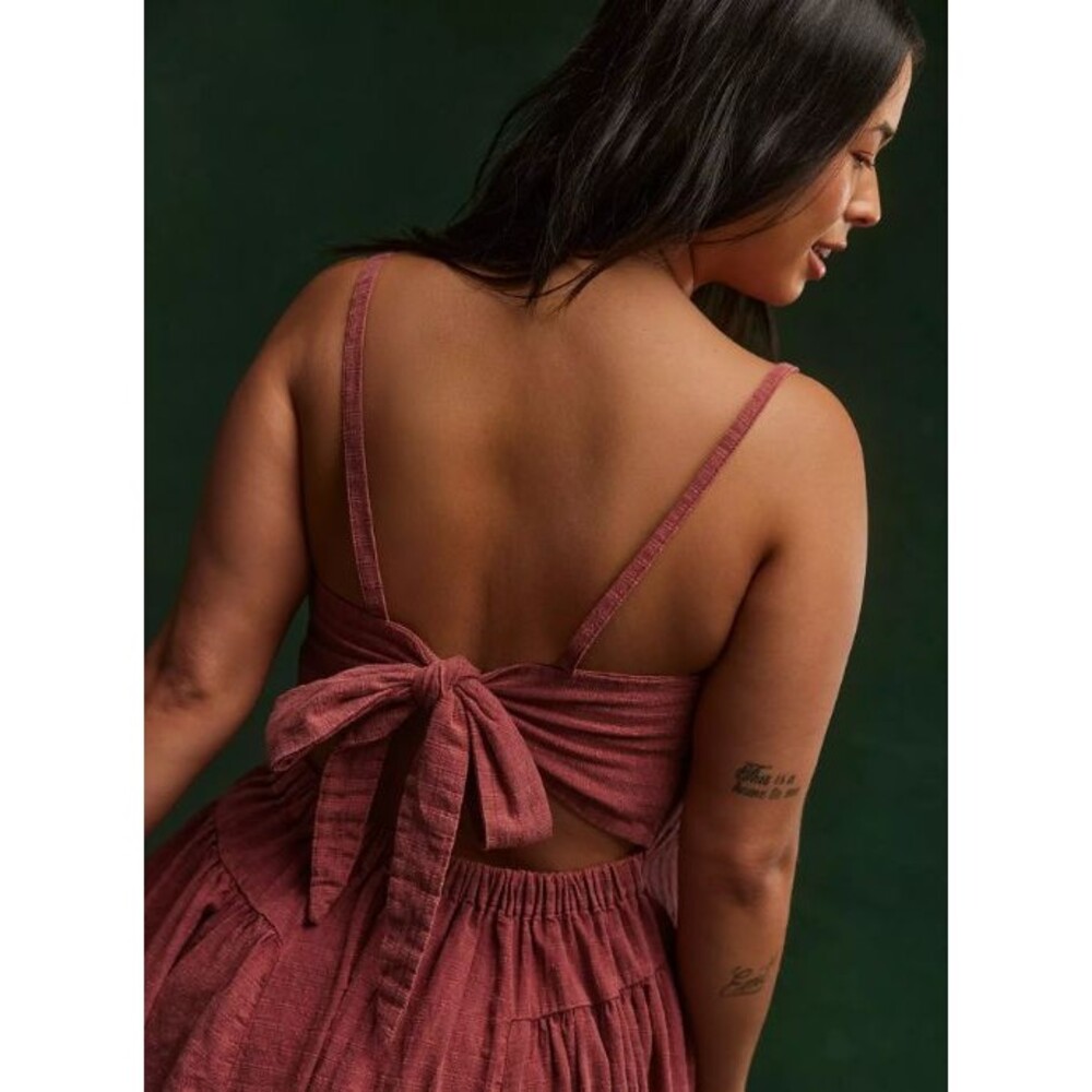 Torrid Festi Maxi Dress 3X Burgundy Open Back Cotton Boho NWT - Picture 2 of 7